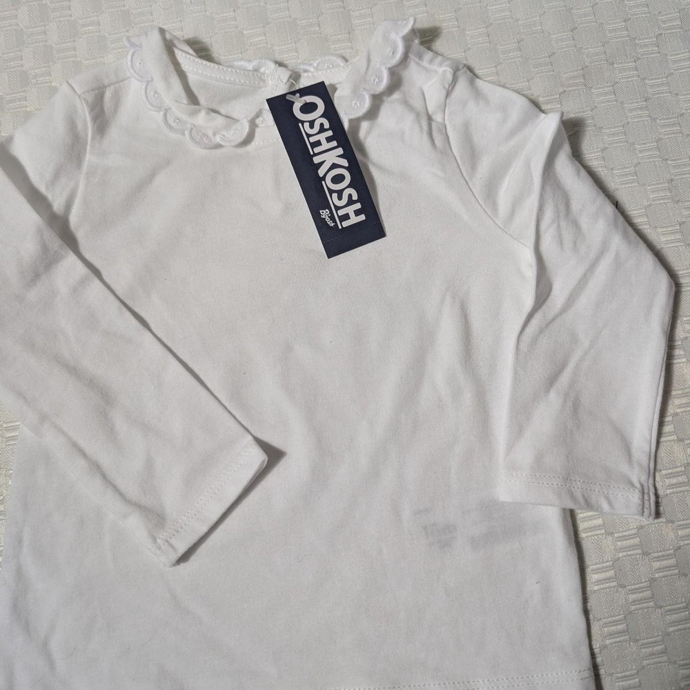 OshKosh B'gosh white long sleeve baby shirt with ruffle 18 Months
